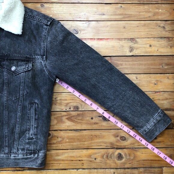 LEVI’S Premium jeans jacket sherpa jeans jacket Cottagecore western cowgirl XXS - Picture 7 of 9